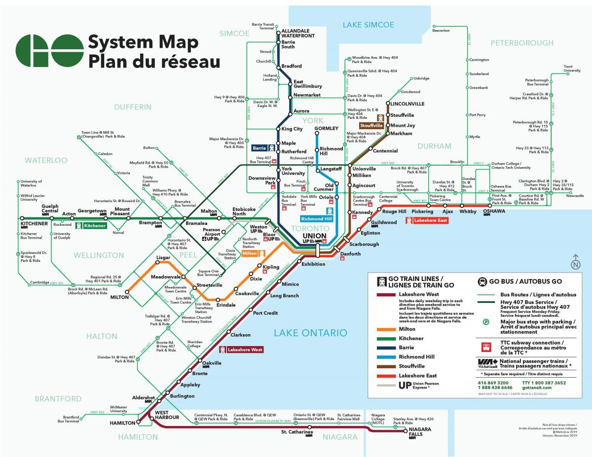 多伦多的公共交通地图
