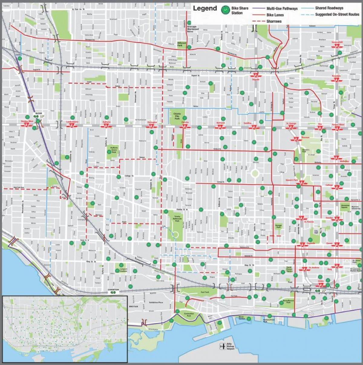 多伦多的自行车分享地图